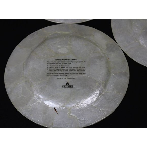 Set of 6 Capiz Serveware Floral Plates From Philippines - Picture 14 of 15